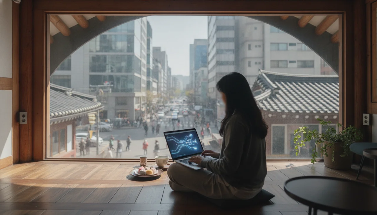 사람이 노트북 사용하는 모습